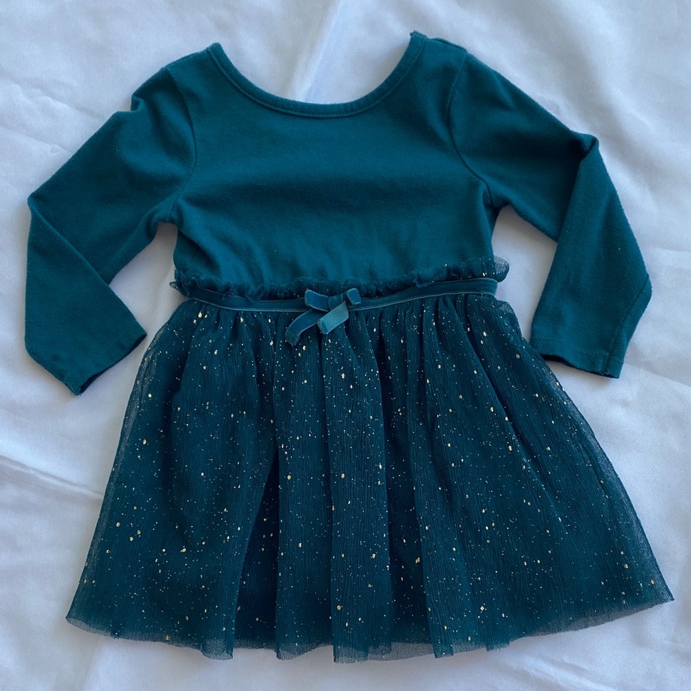 Cat & Jack Burgundy and Teal Toddler Dresses with Glitter 18 Months 4 pieces - Picture 8 of 13